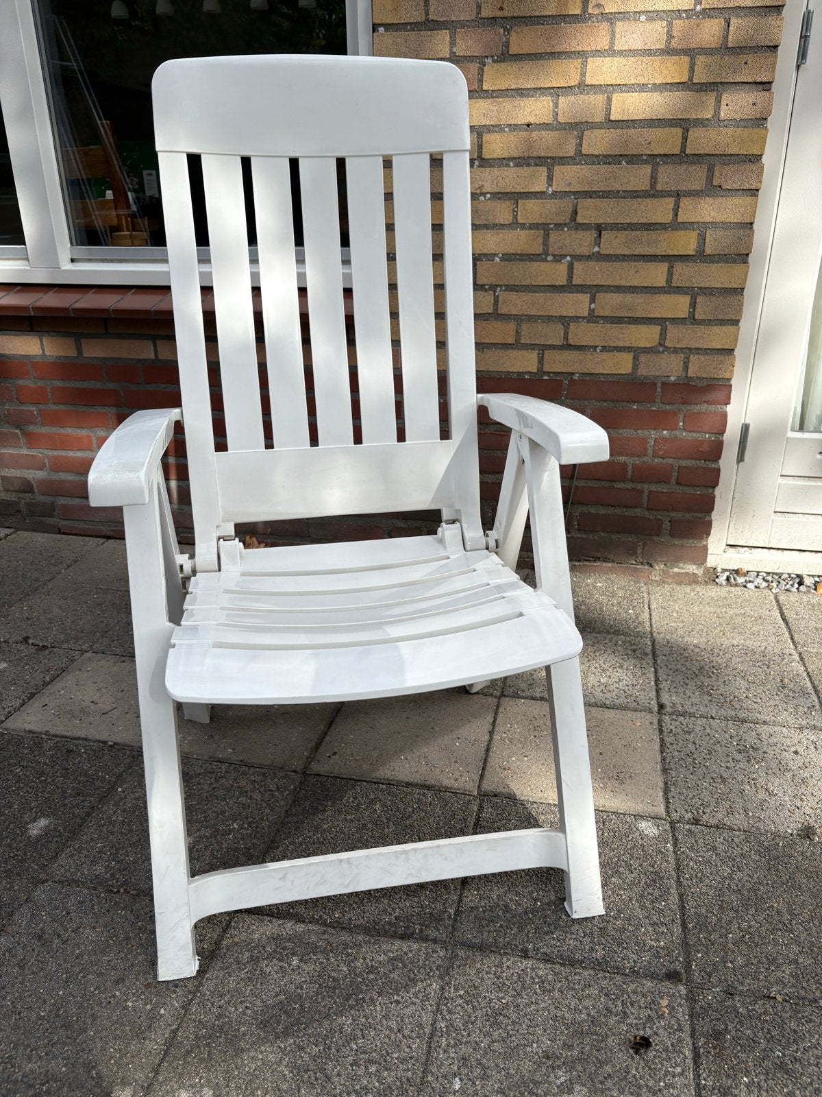 Witte verstelbare tuinstoel, inklapbaar, 4 stuks, Ophalen of Verzenden, Zo goed als nieuw, Kunststof, Inklapbaar