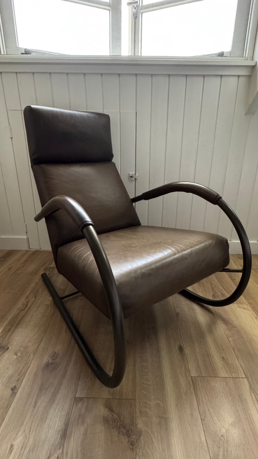 Label Van Den Berg Speedster design fauteuil, Ophalen, Gebruikt, 75 tot 100 cm, Leer