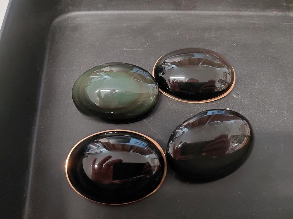 4 obsidiaan cabochon broche, Ophalen of Verzenden, Overige materialen