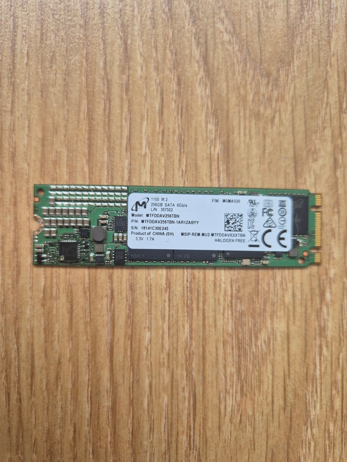 micron ssd 256gb m2 sata, Computers en Software, Intern, Gebruikt, Ophalen of Verzenden, Micron