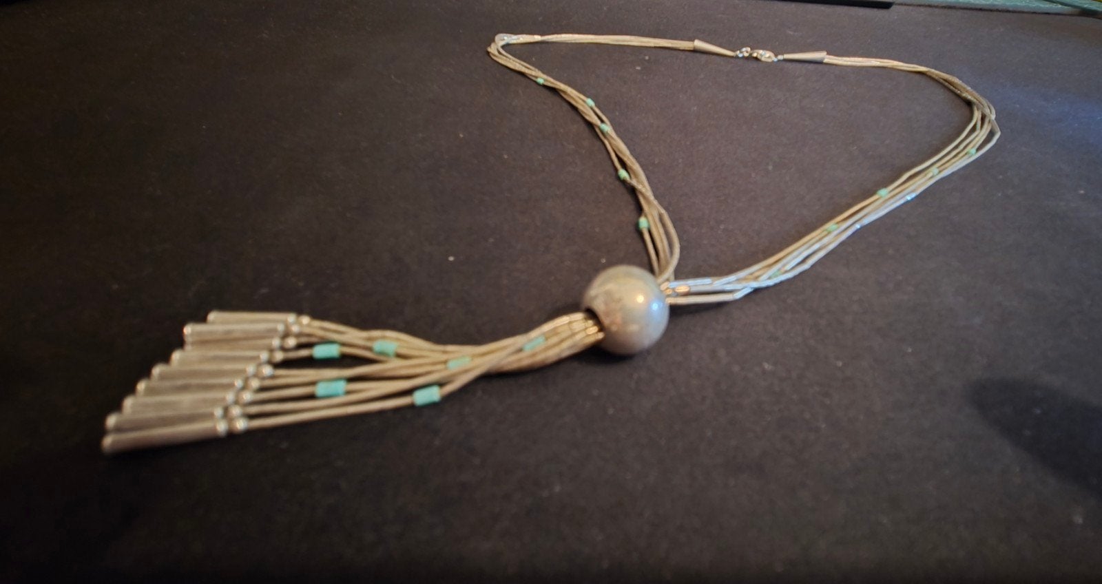 Vintage Quoc Turquoise sterling zilveren ketting, Ophalen of Verzenden, Zo goed als nieuw, Zilver, Zilver