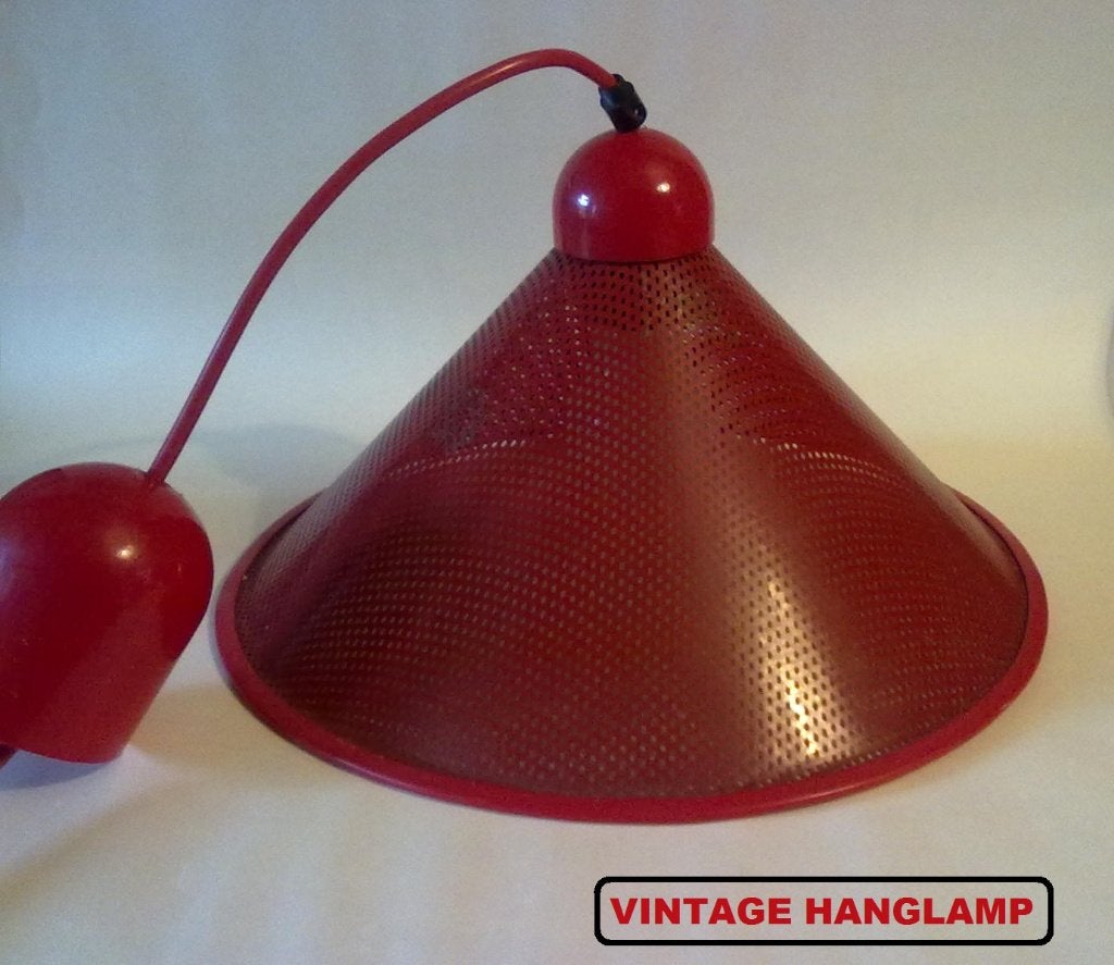 retro vintage jaren 80 hanglamp hang plafond lamp rood, Gebruikt, Ophalen of Verzenden, Retro 80s, Metaal