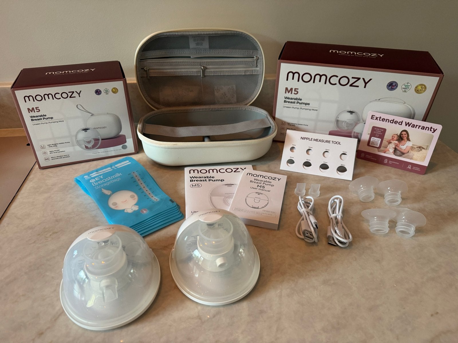 Momcozy M5 Draagbare Borstkolf (Dubbel)+ 1 volledig nieuw, Ophalen of Verzenden, Nieuw