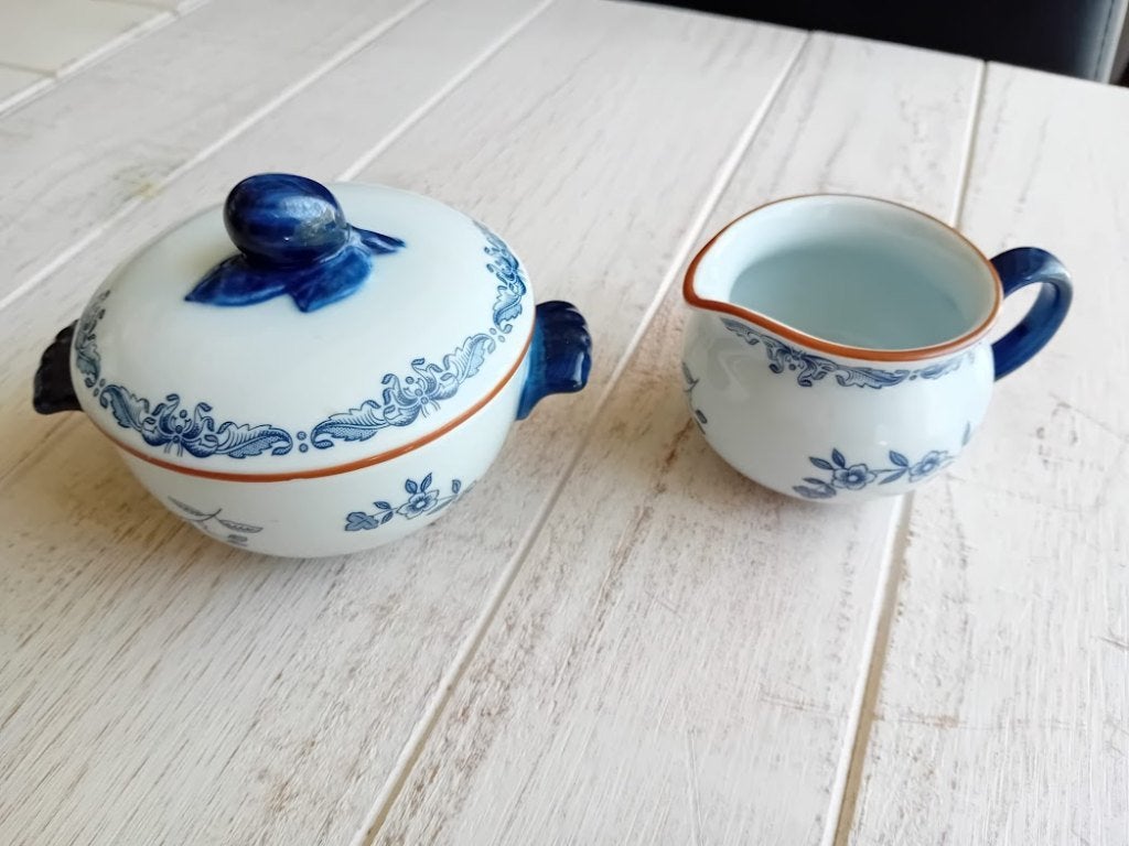 Porseleinen suikerpot en melkkan Rorstrand Ostindia, Overige typen, Ophalen of Verzenden, Zo goed als nieuw, Overige stijlen