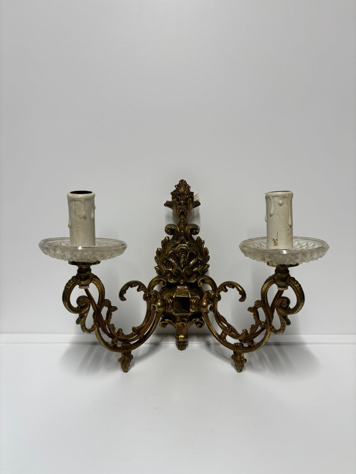 Vintage Franse messing wandlamp, Verzenden