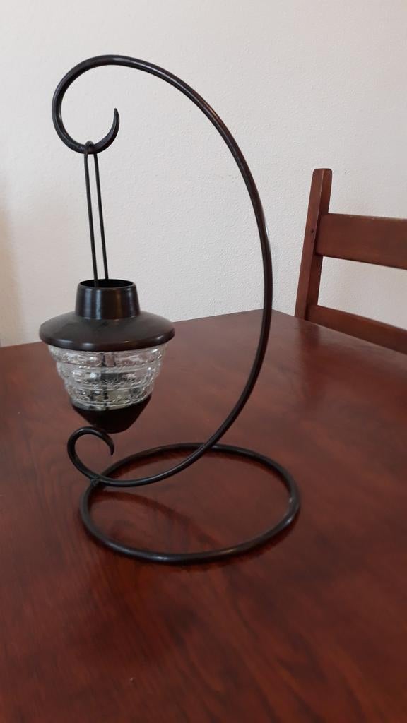 Vintage metal lantaarn met glazen kap, Ophalen