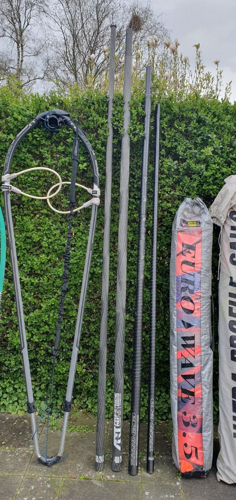 Windsurf zeilen, oa Air Flow 5.3 met 2 masten en 2 gieken, Watersport en Boten, 5 tot 6.5 m², Complete set, Ophalen, Overige merken