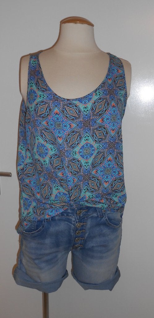 Primark top turquoise/blauw mt 42, Kleding | Dames, Tops, Maat 42/44 (L), Nieuw, Ophalen of Verzenden, Zonder mouw