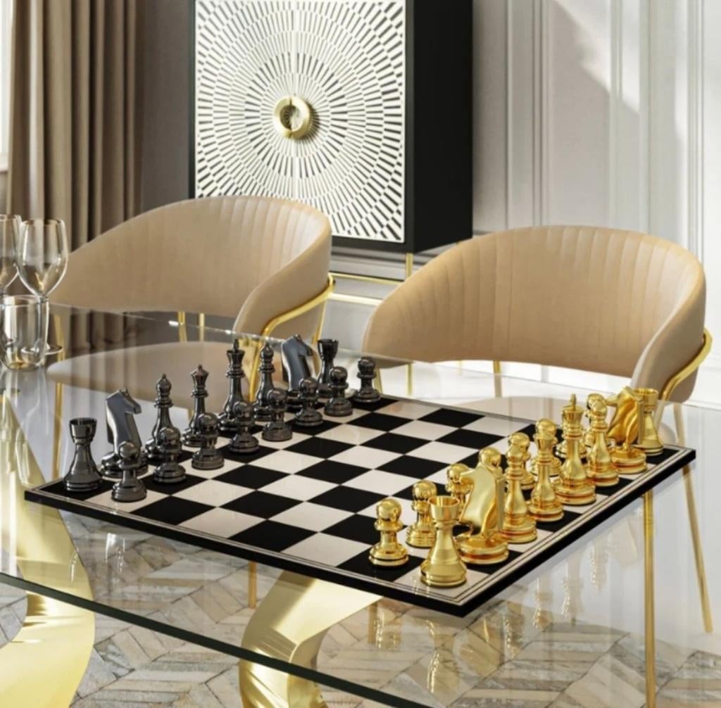 Kare Design schaakbord chess zwart/goud, Ophalen, Nieuw