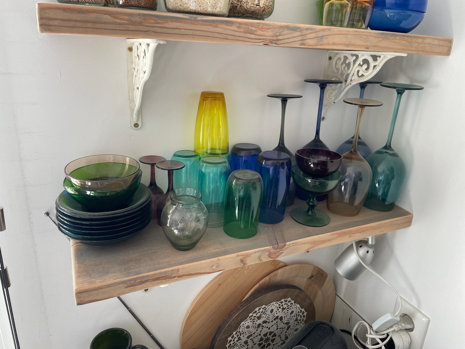 Vintage gekleurde glazen servies, Ophalen