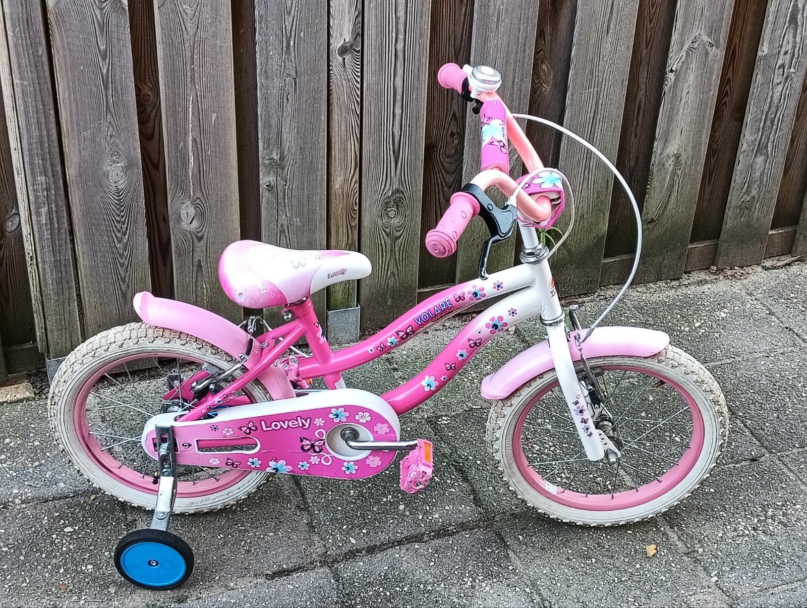 16 inch volare lovely meisjes fiets met zijwieltjes, Fietsen en Brommers, Ophalen, Gebruikt, 16 inch, Handrem