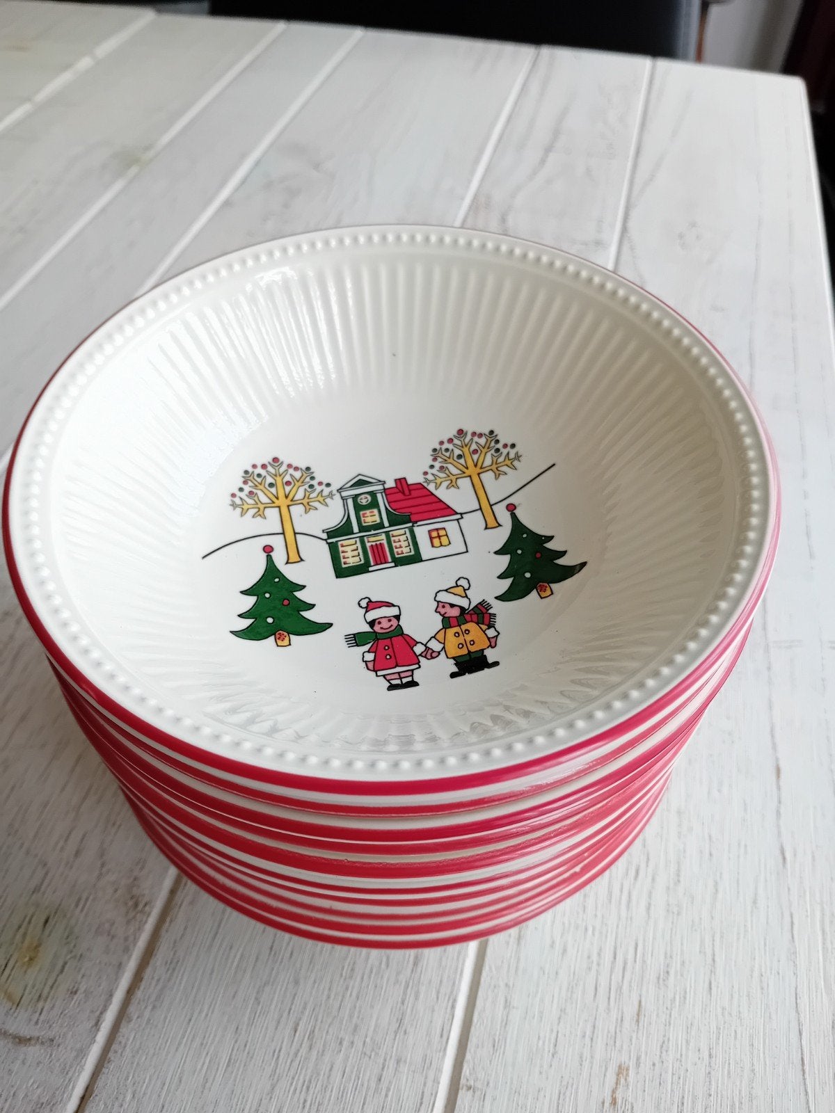 10 Wedgwood Windsor Christmas Kerst servies compteschaaltjes, Ophalen of Verzenden, Zo goed als nieuw, Porselein, Kom(men)