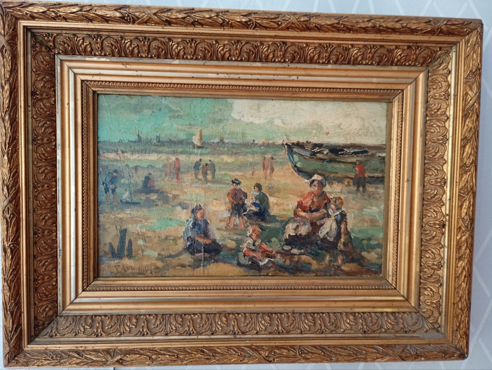Blommers (XlX-XX) strandgezicht, Paneel, Nederlandse school, Portret of Personen, Ophalen of Verzenden