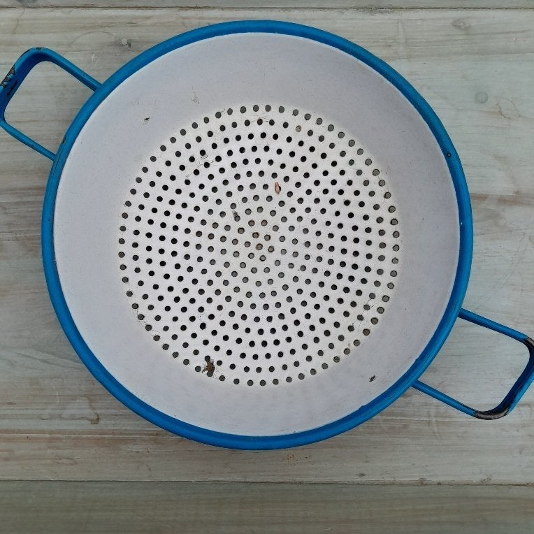 Geëmailleerd vergiet, Blauw/wit, Ophalen of Verzenden