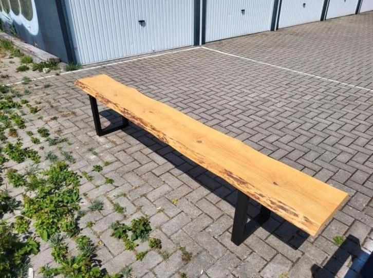 Tuinbank douglas/lariks hout met stalen frame, Tuin en Terras, Tuinbanken, Niet ingevuld, Niet ingevuld, Nieuw, Ophalen of Verzenden
