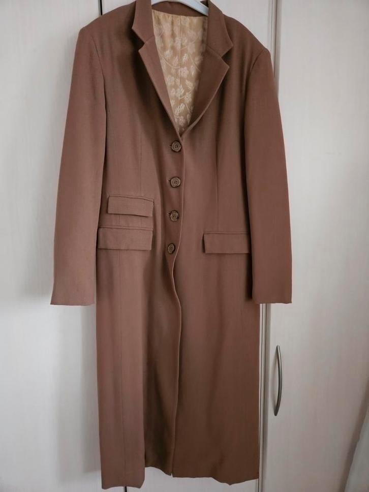 Elegante lange blazerjas of robe manteau - Maat 38, Ophalen of Verzenden, Zo goed als nieuw, Maat 38/40 (M), Bruin