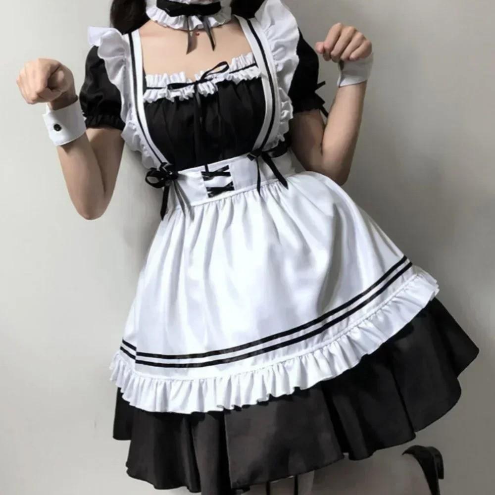 Cosplay outfit Lolita / Dienstmeisje compleet zwart wit, Ophalen of Verzenden, Nieuw, Pak of Jurk