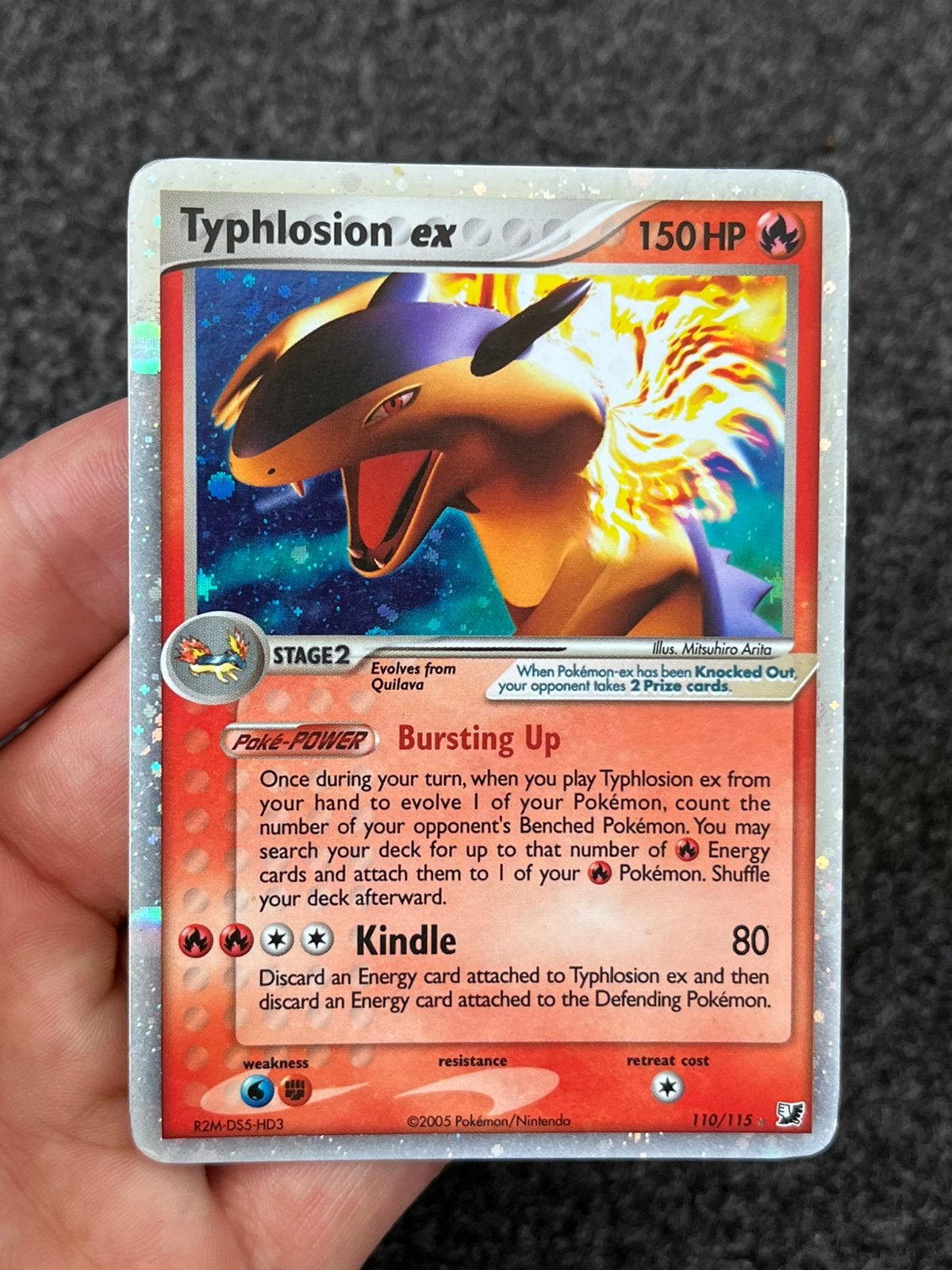 Pokémon Typhlotion ex holo #110 ex unseen forces - ex/poor, Ophalen of Verzenden, Zo goed als nieuw, Losse kaart, Foil