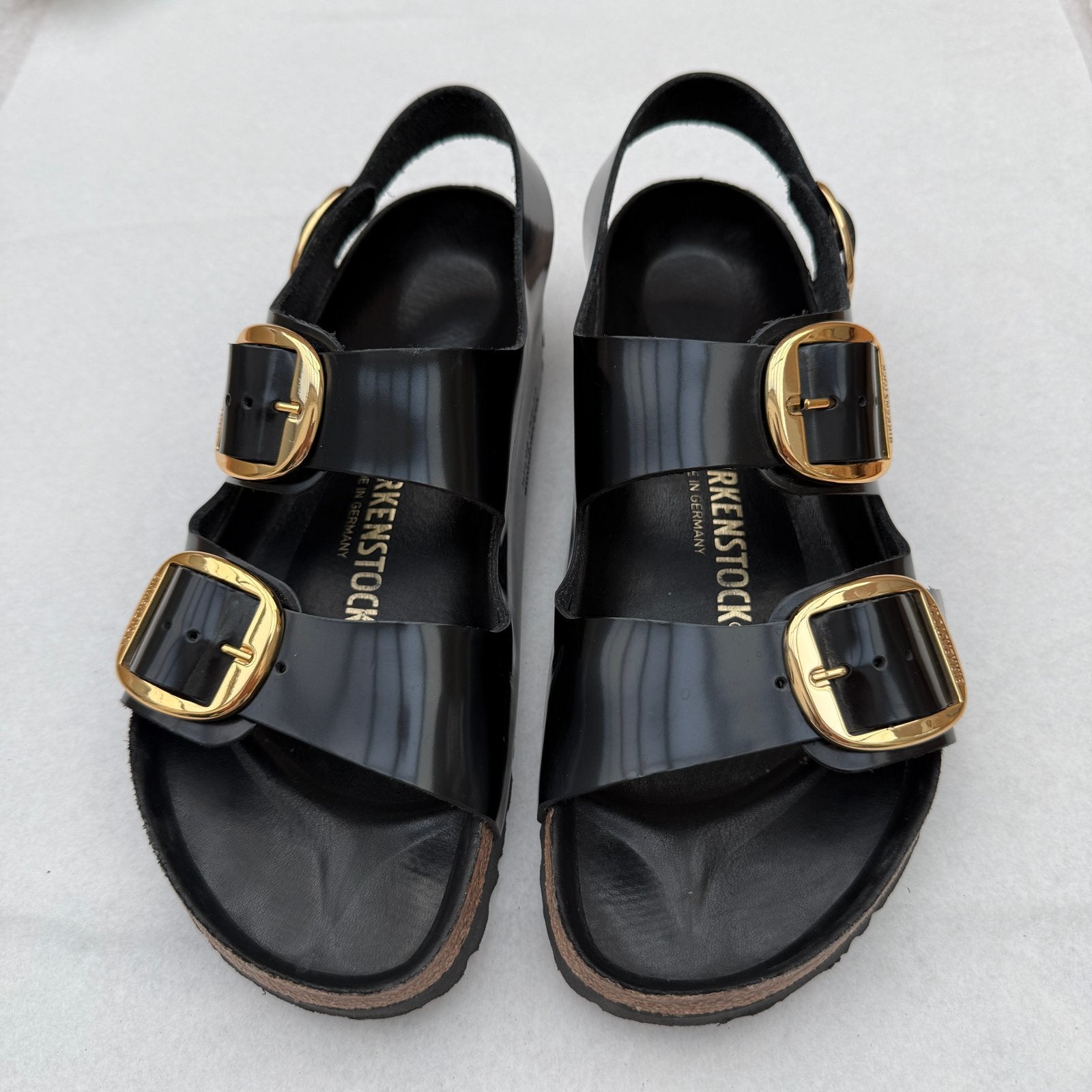Birkenstock Milano Big Buckle Natuurleer lak zwart maat 40, Verzenden, Zwart, Nieuw, Sandalen of Muiltjes