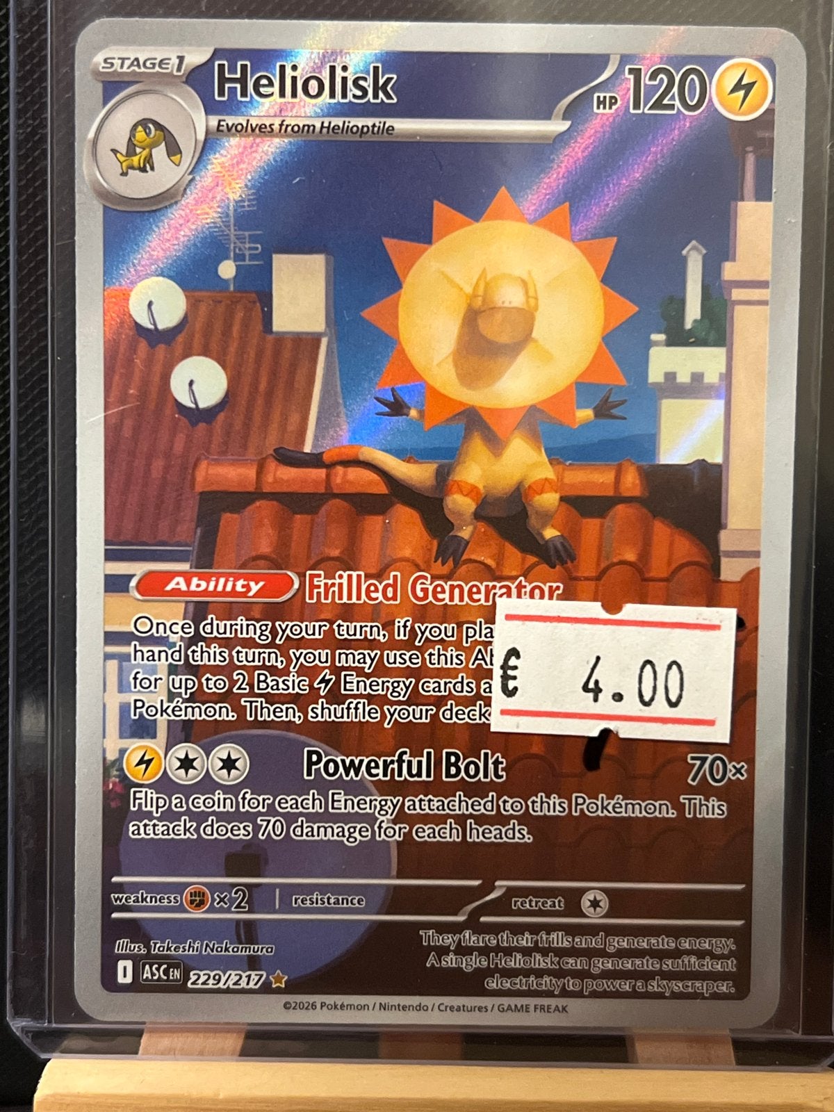 Heliolisk Pokémon Kaart 229/217 (Foil), Ophalen of Verzenden, Zo goed als nieuw, Losse kaart, Foil