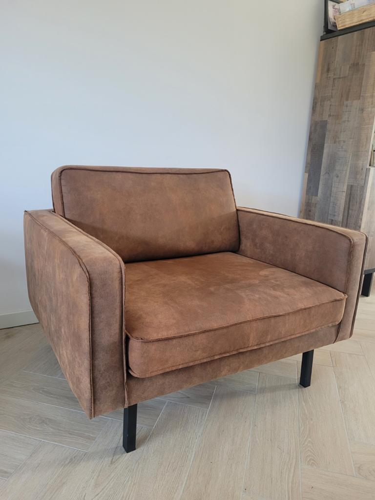 Fauteuil / Loveseat – Cognac – TMC Wonen, Huis en Inrichting, Fauteuils, Gebruikt, 100 tot 125 cm, 75 tot 100 cm, Ophalen