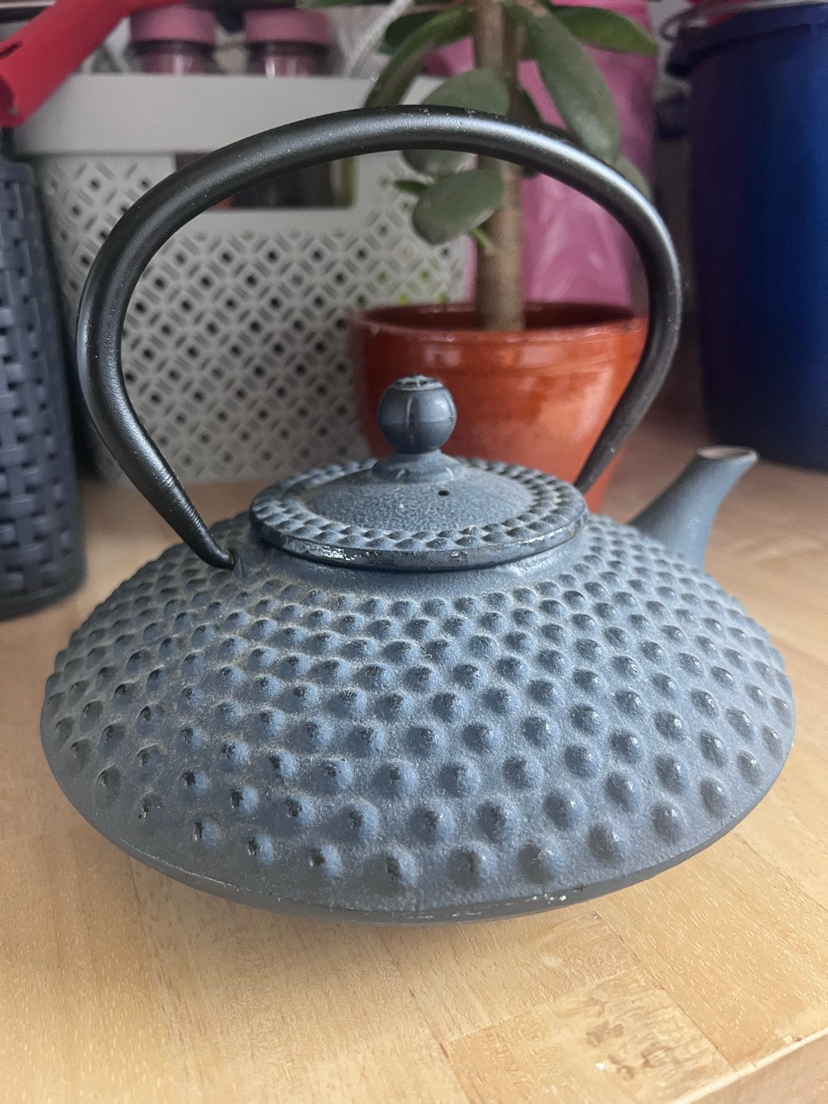 Bredemeijer theepot gietijzer zwart met filter, Huis en Inrichting, Theepot/fluitketel, Gebruikt, Bredemeijer, Ophalen of Verzenden