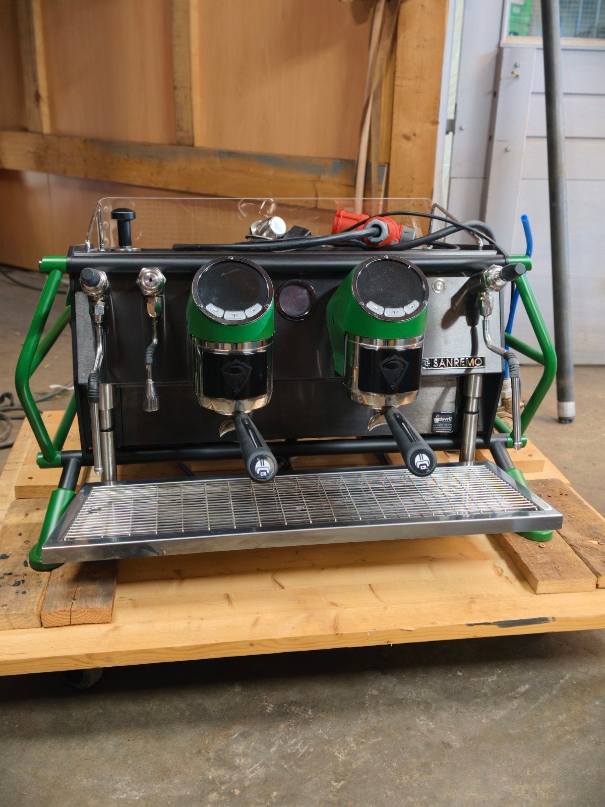 San Remo Racer 2-groeps Espressomachine, Ophalen, Zo goed als nieuw, Espresso apparaat, Stoompijpje