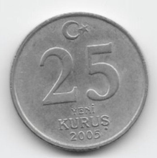 Turkije 25 yeni kurus 2005 KM# 1167, Verzenden, Midden-Oosten, Losse munt