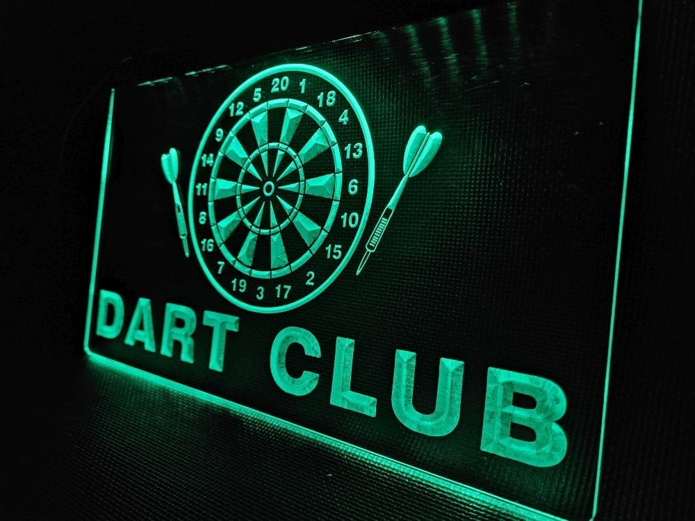 Dart Club darten groen led reclame ledlamp wanddeco, Info@deconoord.nl, Deco Noord, Nieuw, Ophalen of Verzenden