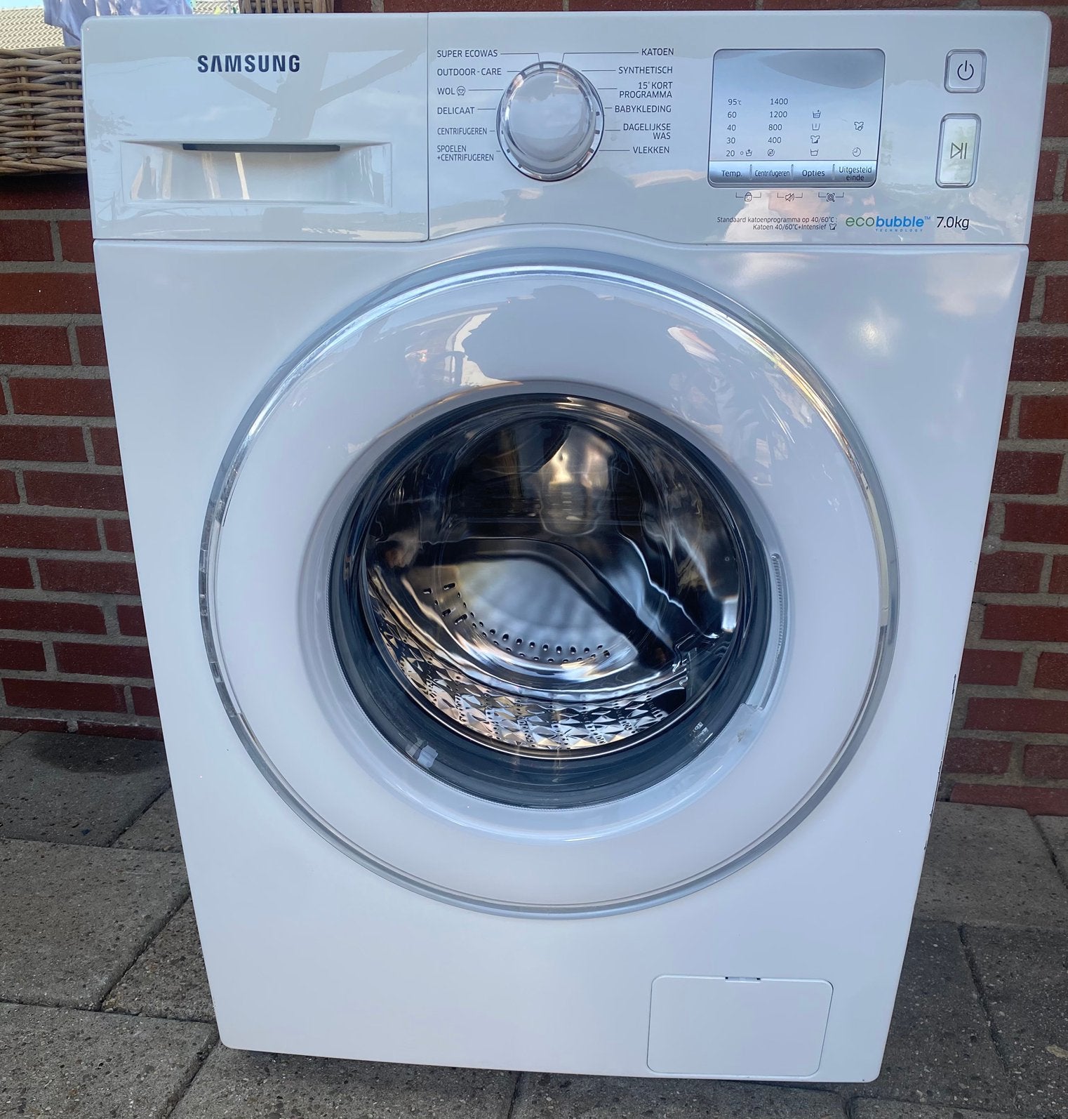 Samsung ecobubble wasmachine, Ophalen, Zo goed als nieuw, Voorlader, 85 tot 90 cm