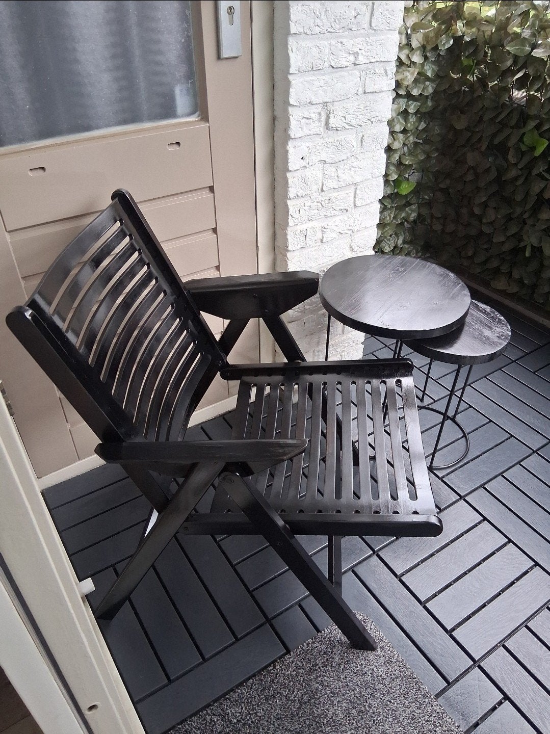 Zwarte houten fauteuil, Ophalen, Gebruikt, 75 tot 100 cm, Modern