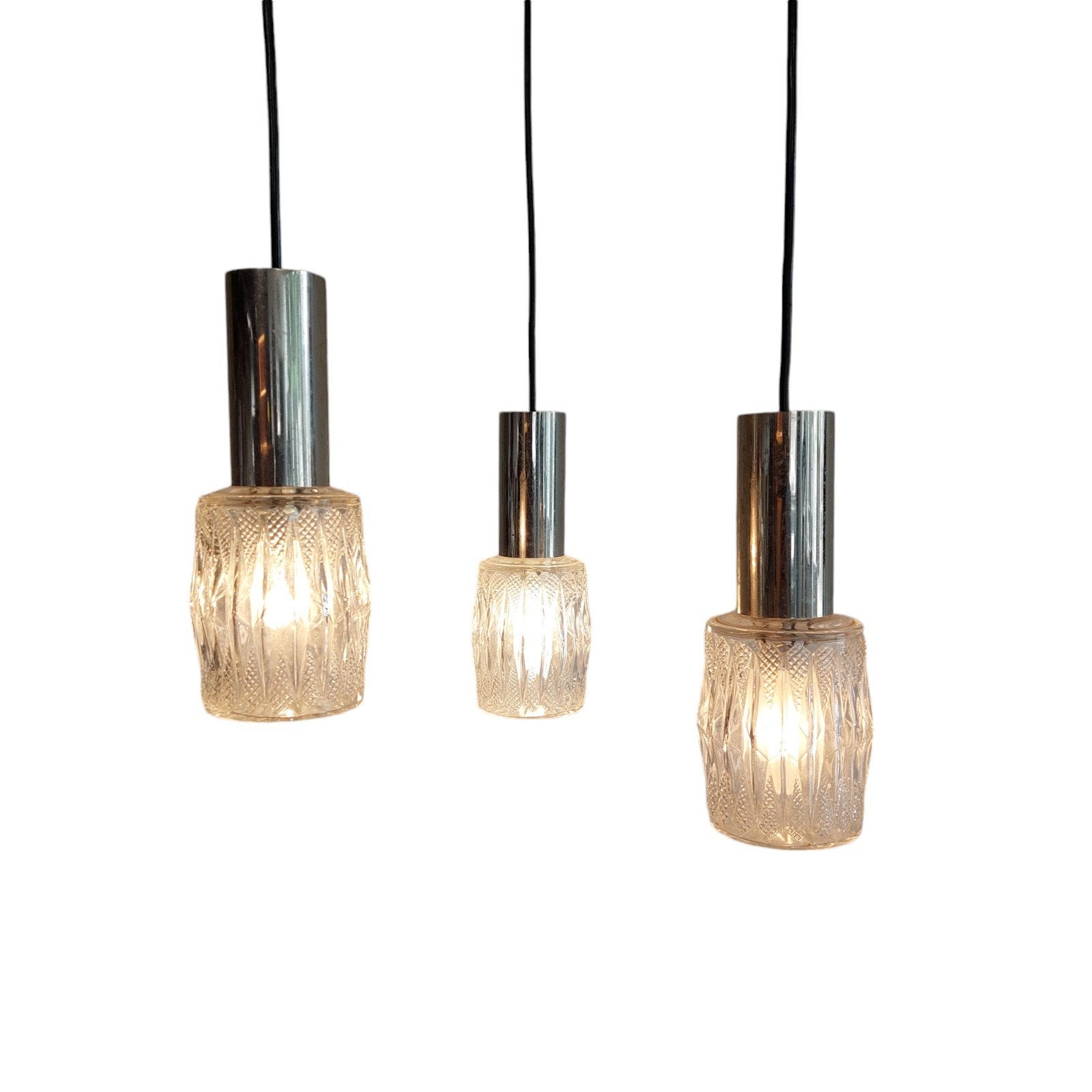 Vintage cascade hanglamp, Ophalen, Gebruikt, Glas, Onbekend