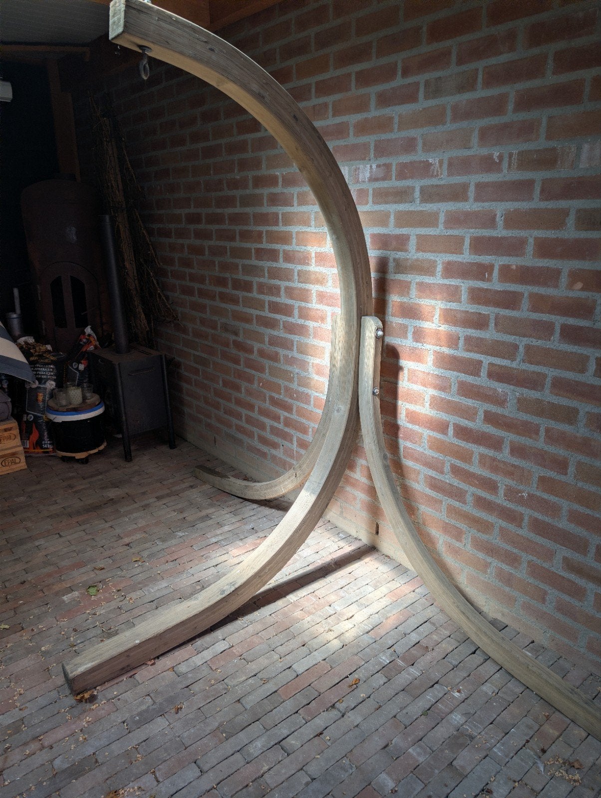 Houten Globo standaard voor hangstoel (ei), Ophalen, Zo goed als nieuw, Hout