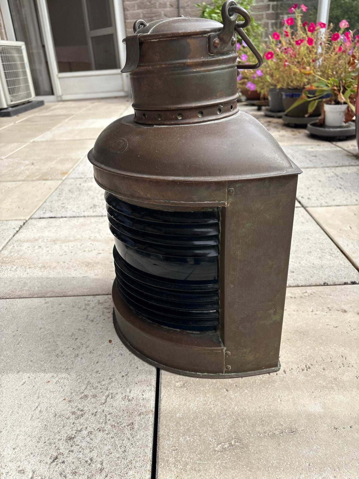 Antieke koperen scheepslamp - Perkins Marine Lamp, Ophalen of Verzenden