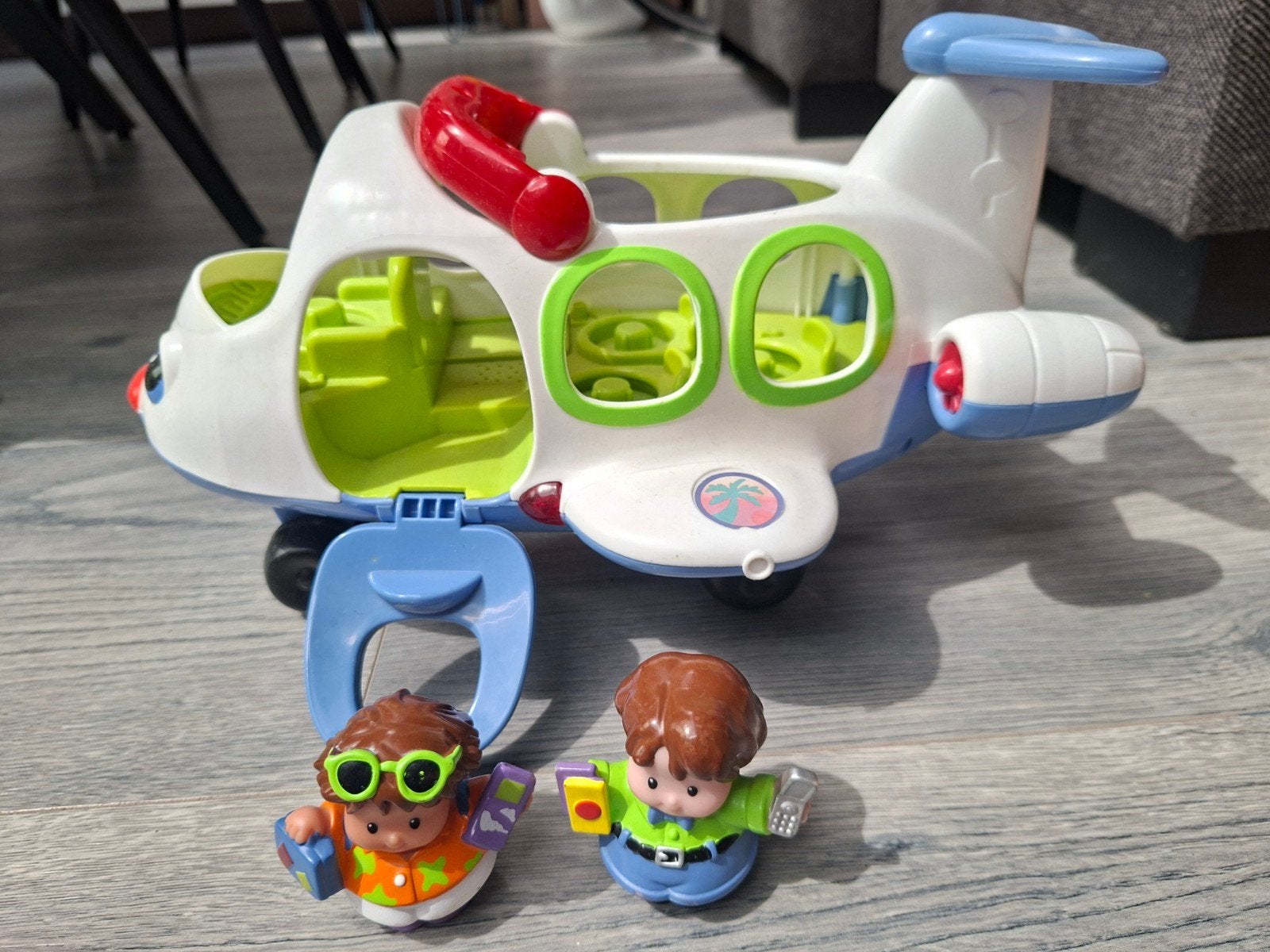 Fisher-Price Little People Vliegtuig met 2 Poppetjes, Ophalen, Gebruikt