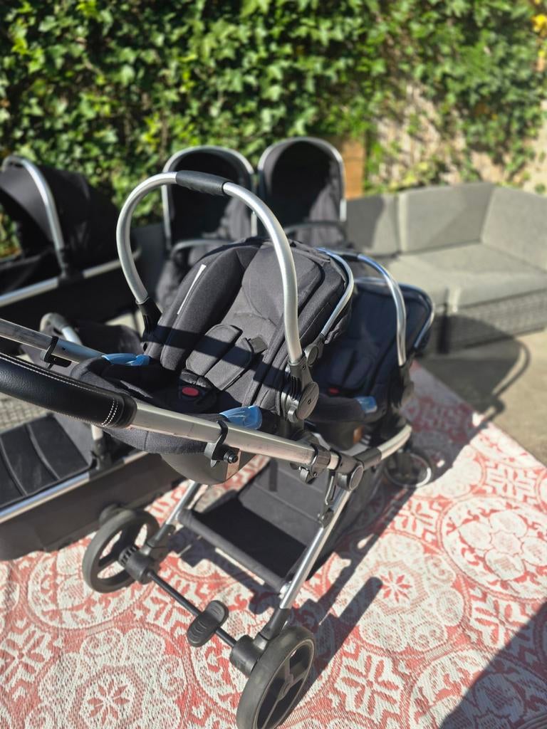 Complete Tweeling Kinderwagen Set - Zo goed als nieuw, Zo goed als nieuw, Combiwagen, Duowagen, Ophalen