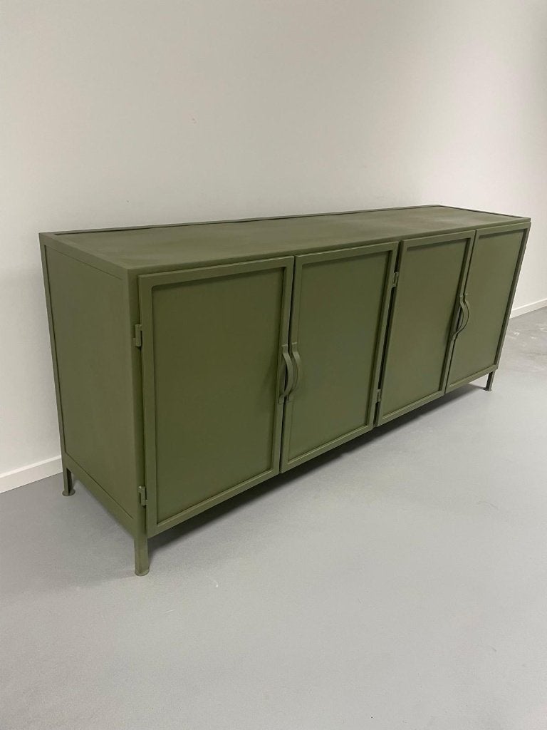 Dressoir Metaal 180 breed 4 deurs groen voorraad actie prijs, Huis en Inrichting, 1 of 2 laden, 150 tot 200 cm, Nieuw, Ophalen of Verzenden