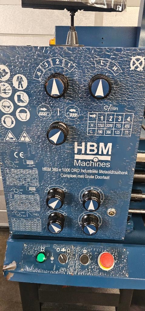 HBM 360 x 1000 Metaaldraaibank - Grote doorlaat 400V - 1,8KW, Ophalen, Zo goed als nieuw, Metaaldraaibank, 1000 mm of meer