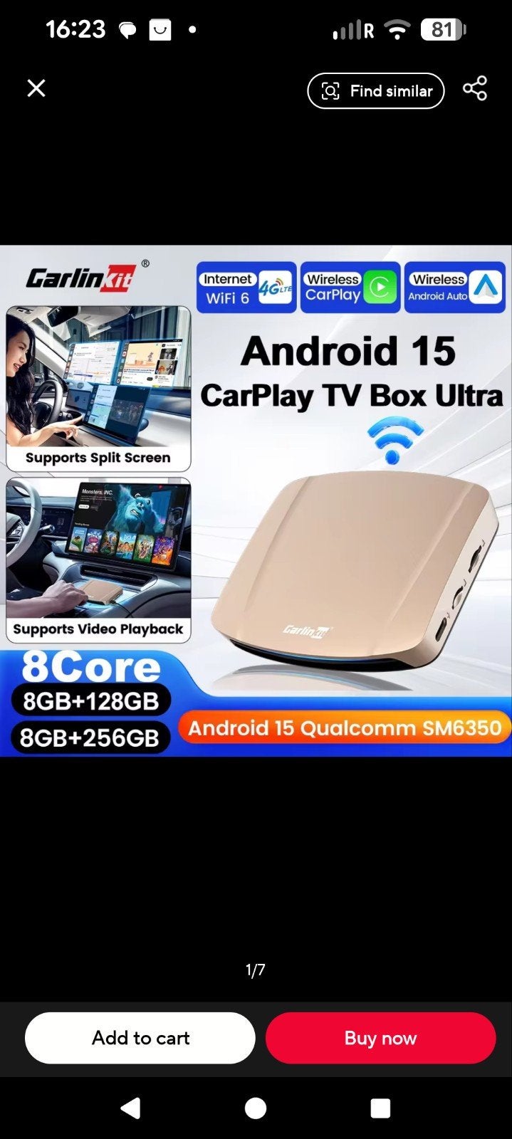 Carlinkit Ultra Android 15 Wireless CarPlay/Android Auto, Ophalen of Verzenden