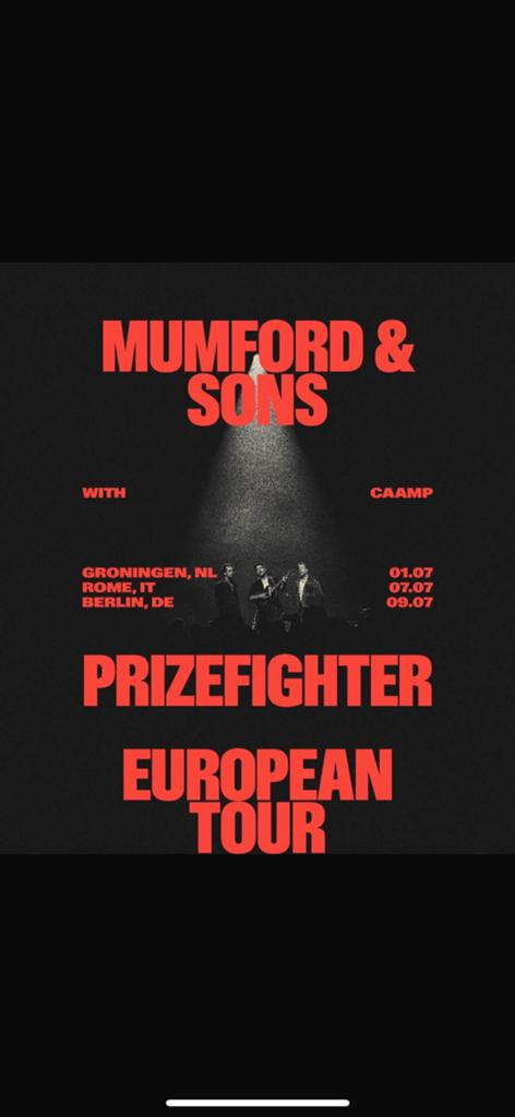 2 Tickets Mumford & Sons Groningen, Twee personen, December
