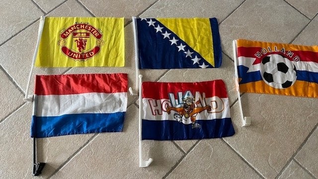 Auto vlaggetjes, autovlag, Manchester United, Holland,Bosnië, Ophalen of Verzenden, Zo goed als nieuw