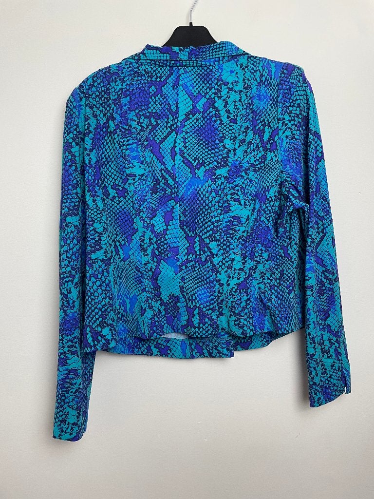 MOQ blazer maat 48 snake slangenprint travelstof jersey, Kleding | Dames, MOQ shop, Info@moqshop.nl, Blauw, Maat 46/48 (XL) of groter