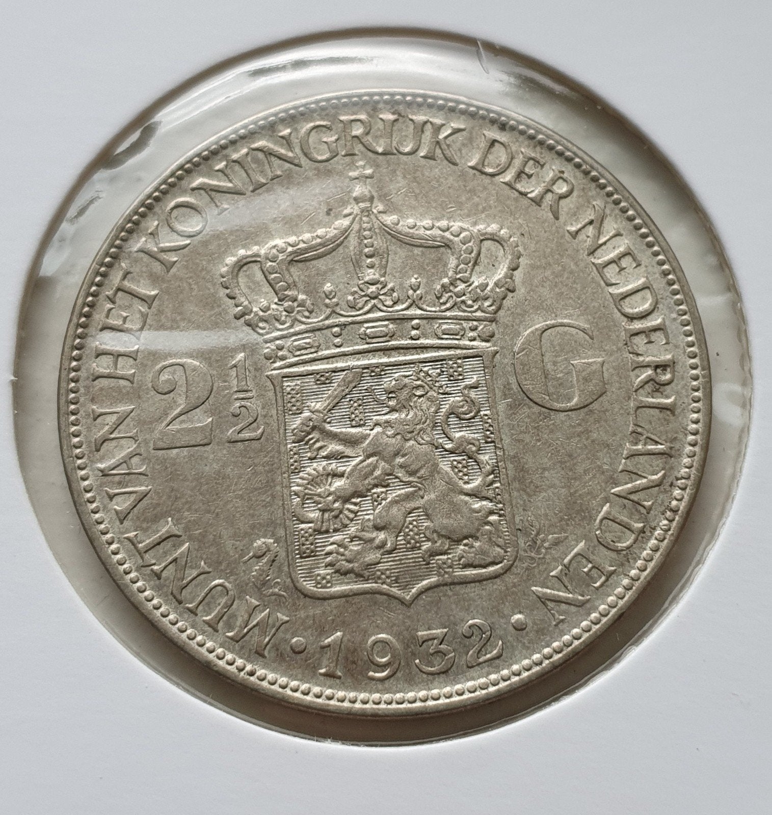 2½ Gulden Koningin Wilhelmina 1932 grof haar Zilver, Zilver, Ophalen of Verzenden, Koningin Wilhelmina, Losse munt