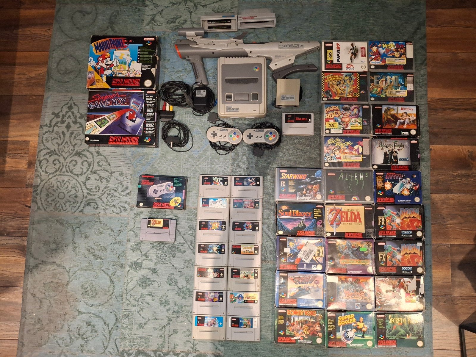 Super Nintendo Entertainment System (SNES) Compleet Pakket, Ophalen of Verzenden, Gebruikt, Met 3 controllers of meer, Met Super GameBoy adapter