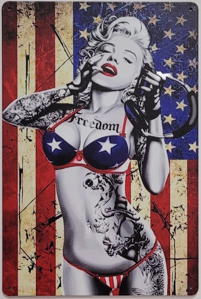 Marilyn Monroe USA Tattoo reclamebord van metaal wanddeco, Info@deconoord.nl, Deco Noord, Nieuw, Ophalen of Verzenden
