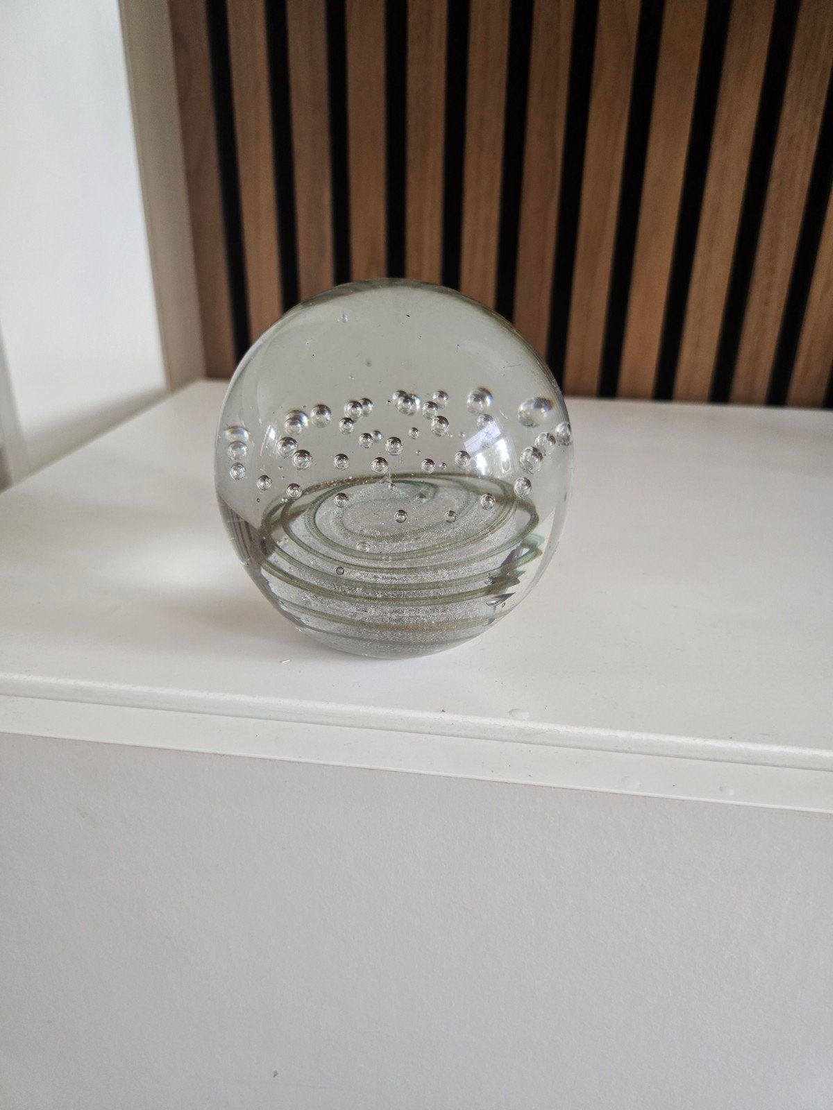 Glazen presse-papier met spiraal en bubbels, Ophalen, Zo goed als nieuw, Glas, Modern
