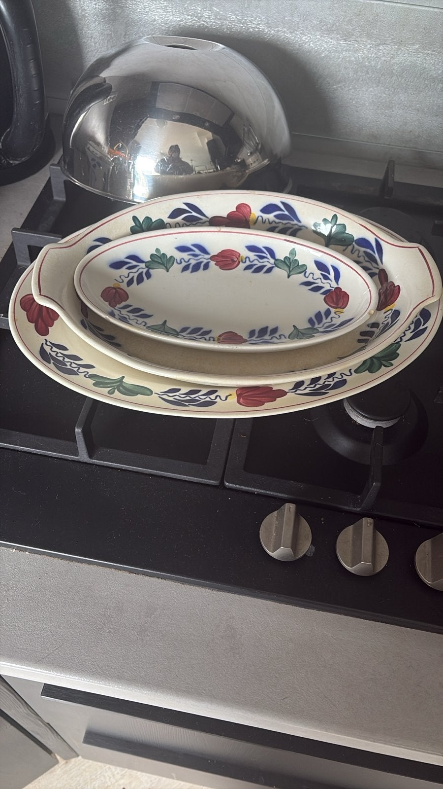 Boch Boerenbont Ovale Schalen Set - Handgeschilderd, Ophalen of Verzenden