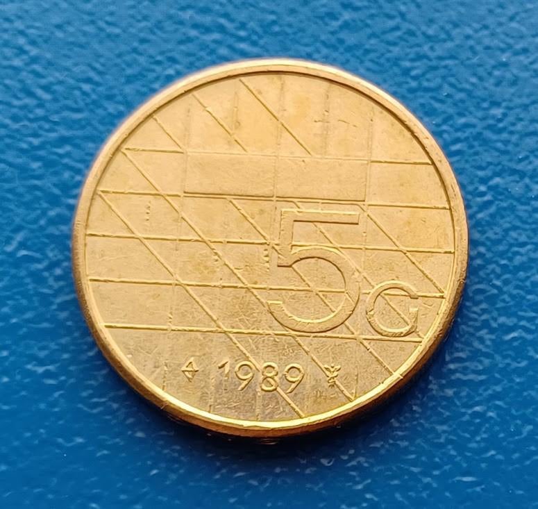 5 gulden 1989 - Beatrix, Verzenden, Koningin Beatrix, 5 gulden, Losse munt