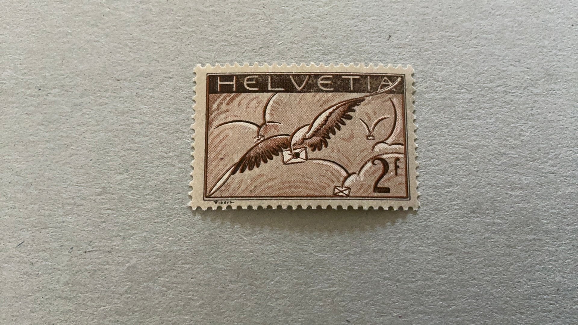 #98 Zegel Luchtpost Zwitserland 1930 2 Fr, pf, Postzegels en Munten, Postzegels | Europa | Zwitserland, Ophalen of Verzenden