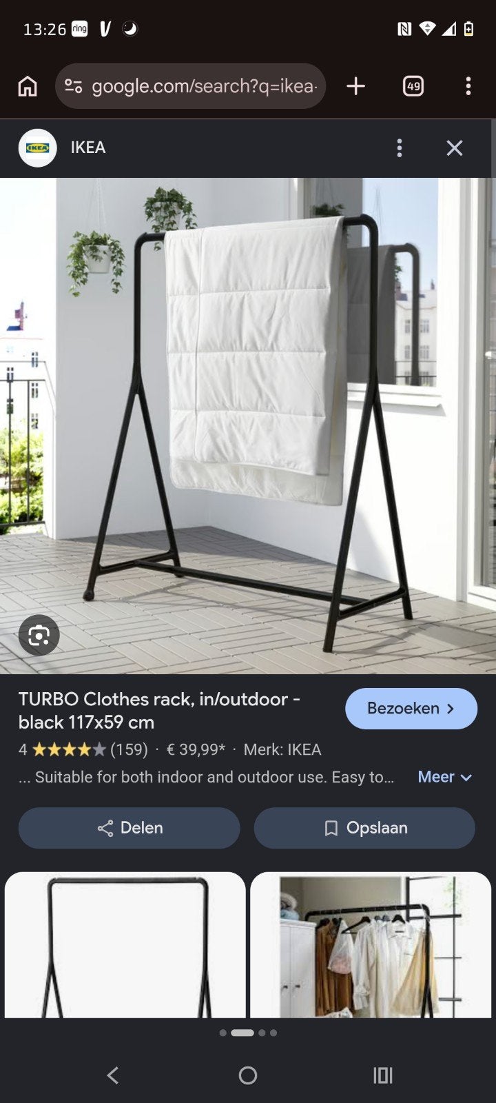 IKEA Turbo kledingrek, binnen/buiten, zwart, Kleding | Dames, Ophalen, Gebruikt